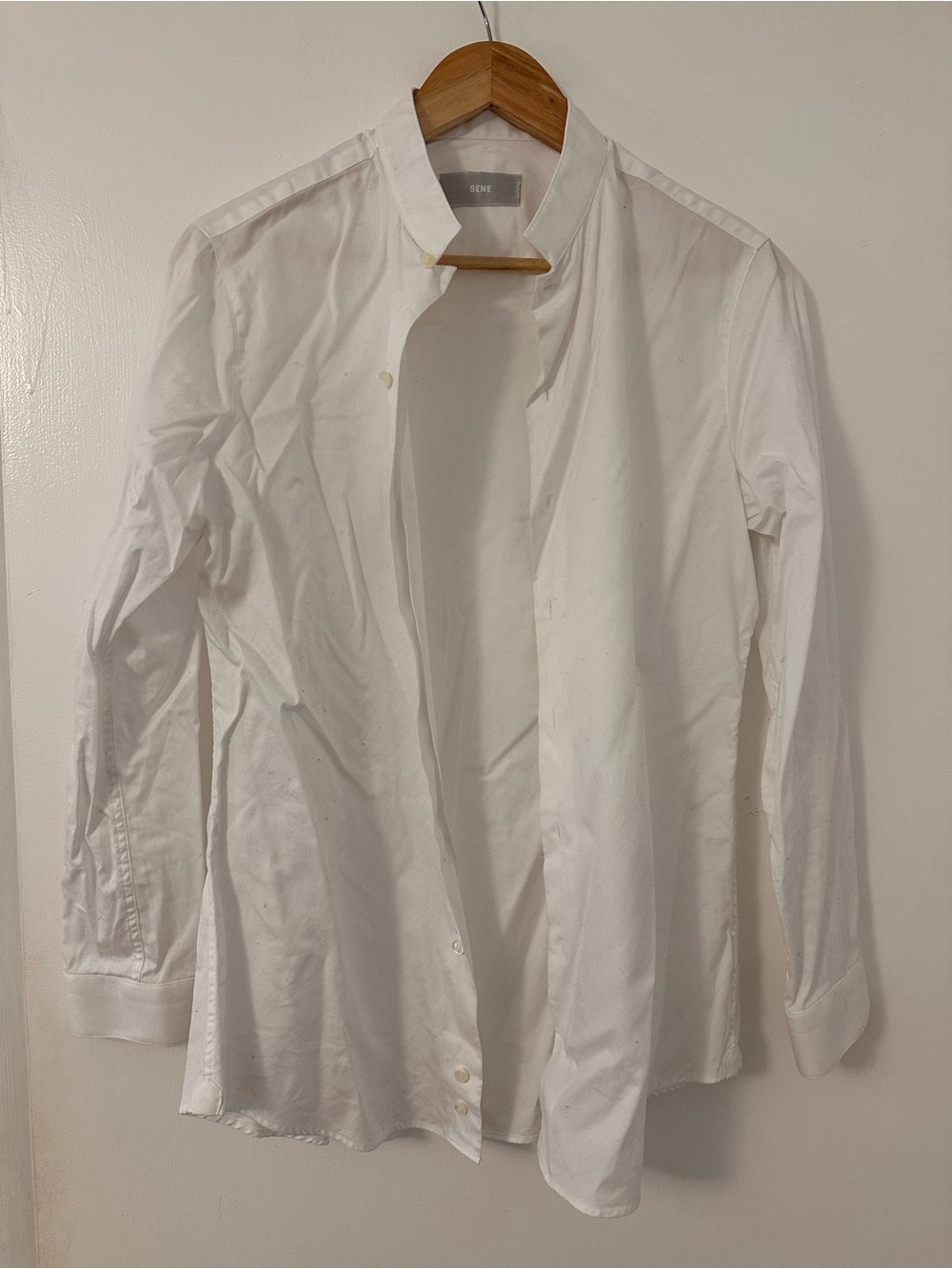 Band Collar White Shirt by SÈNE